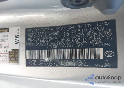 2006 Scion Tc из США, поврежденный, VIN JTKDE177060110267